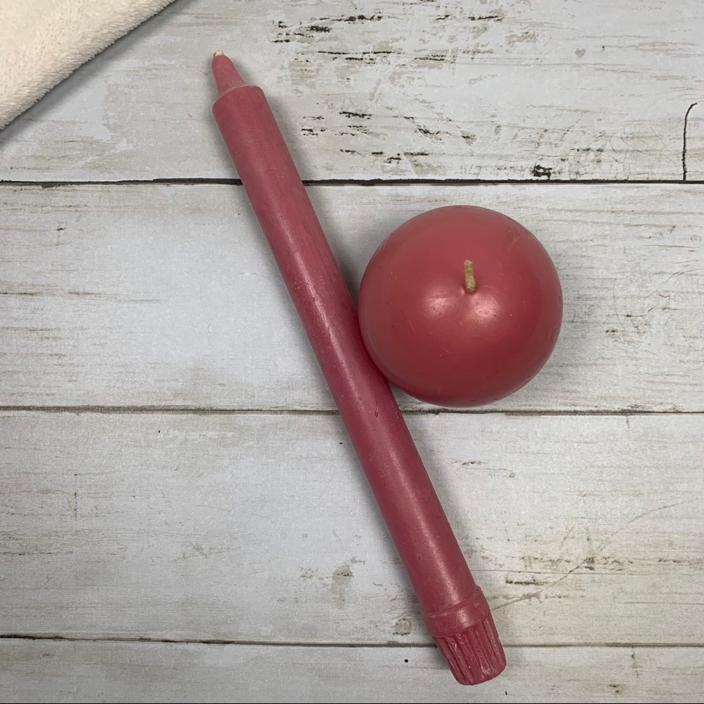 Set of 2 Blush Pink Round and Taper Candles